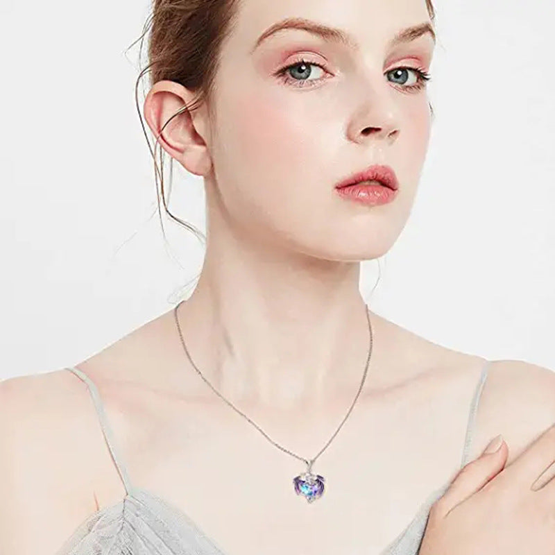 Crystal Heart Dragon Necklace