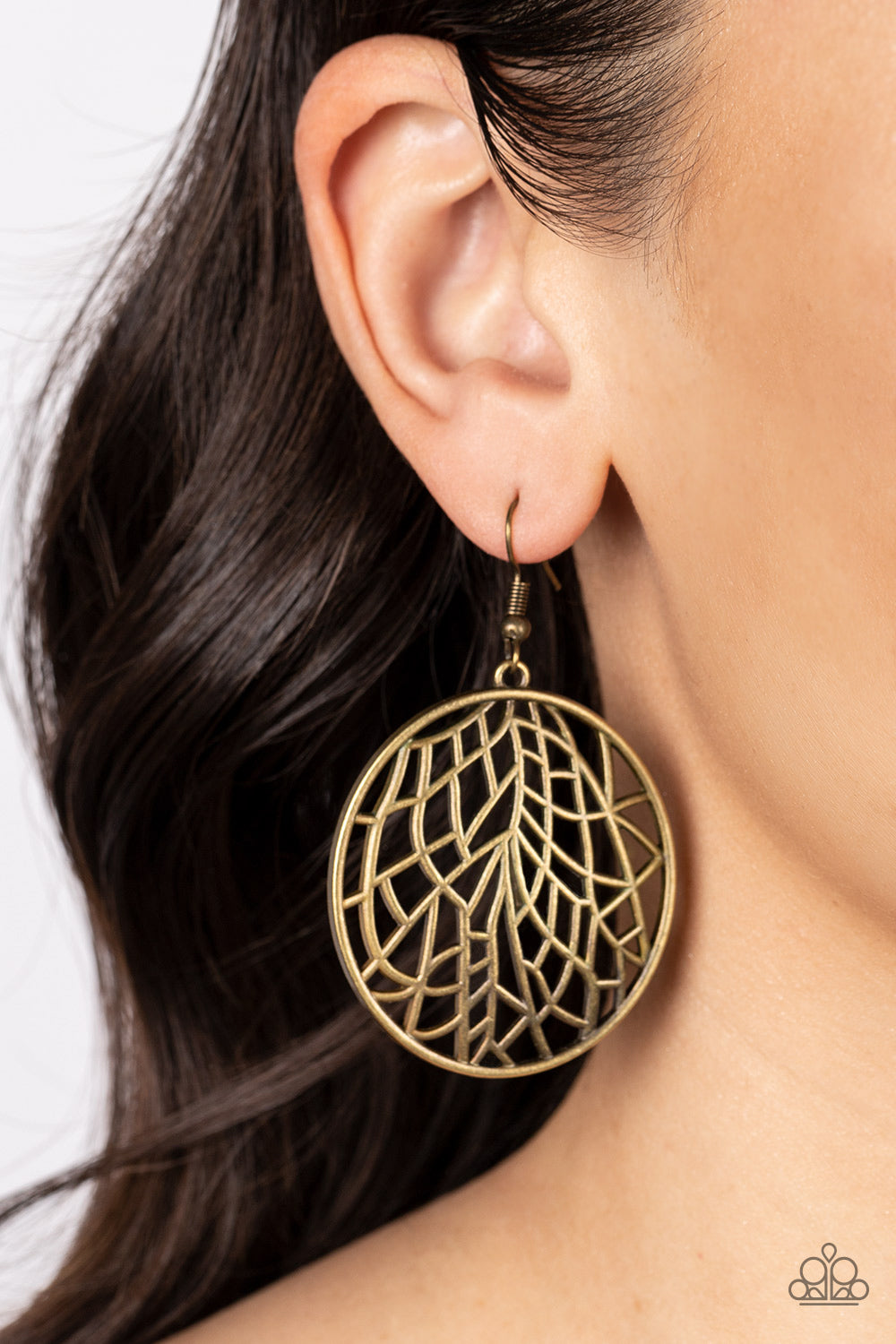 Paparazzi Fractured Foliage Brass Fishhook Earrings - P5SE-BRXX-117XX