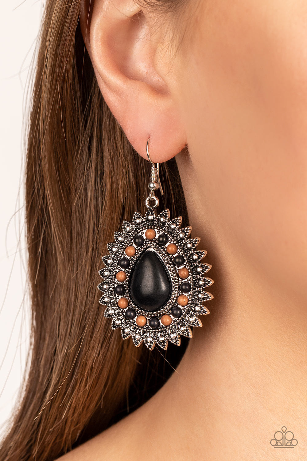 Paparazzi Sagebrush Sabbatical Black Fishhook Earrings - P5SE-BKXX-318XX