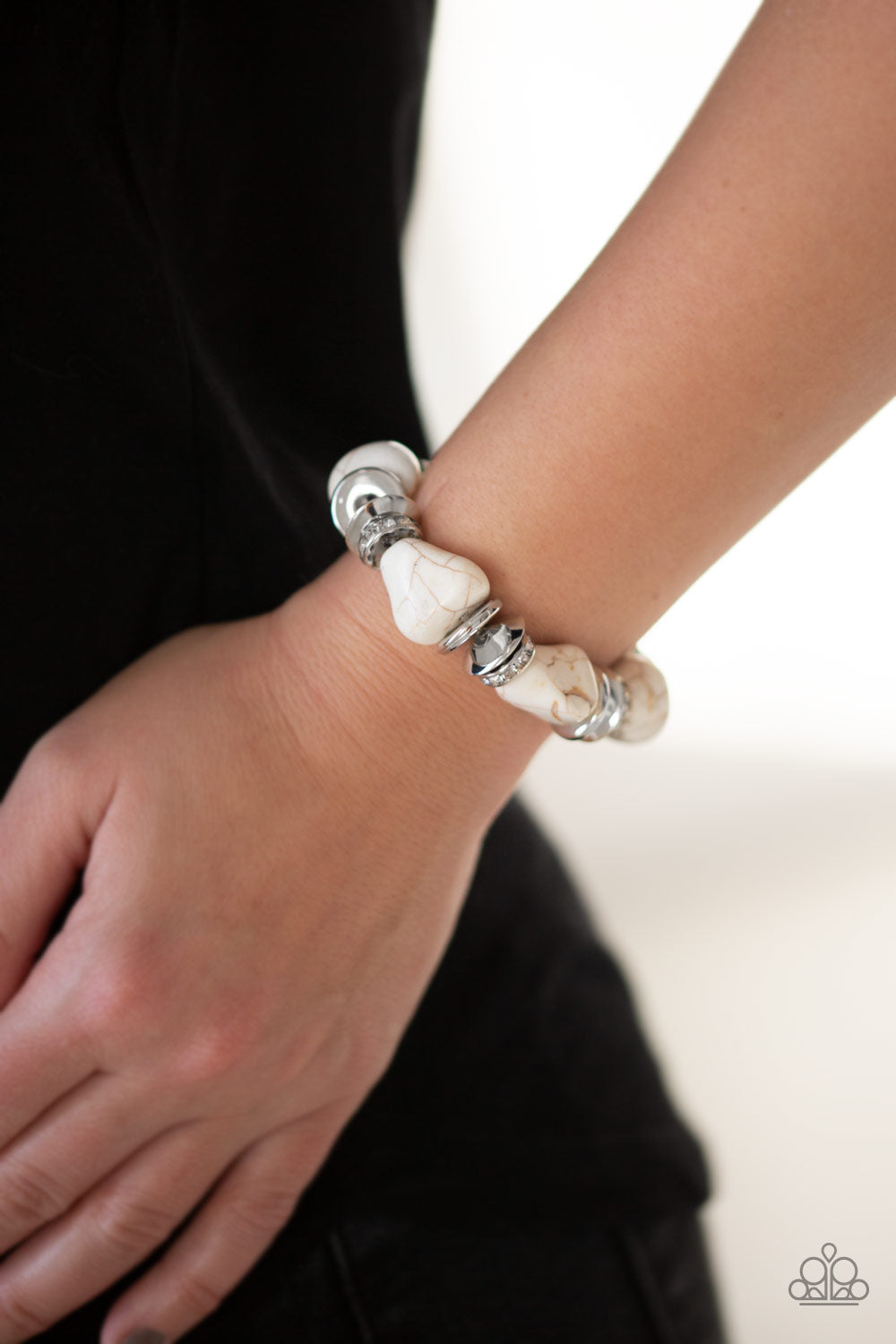 Paparazzi Stone Age Stunner White Stretch Bracelet