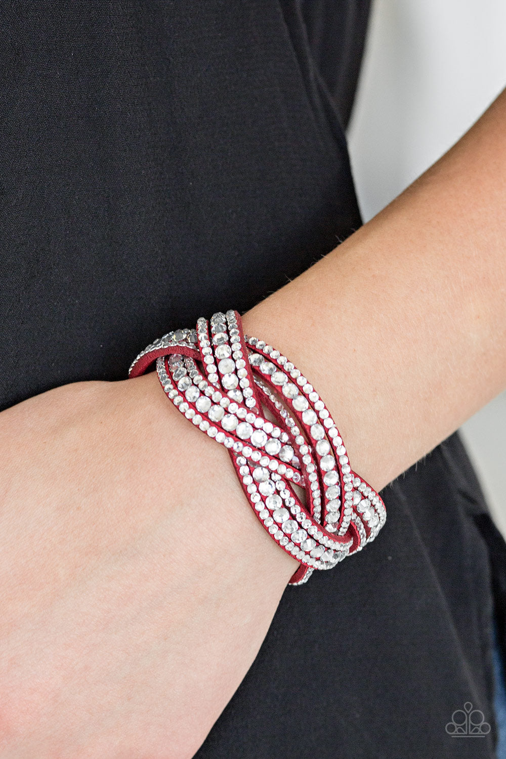 Paparazzi Bring On The Bling Red Single Wrap Snap Bracelet