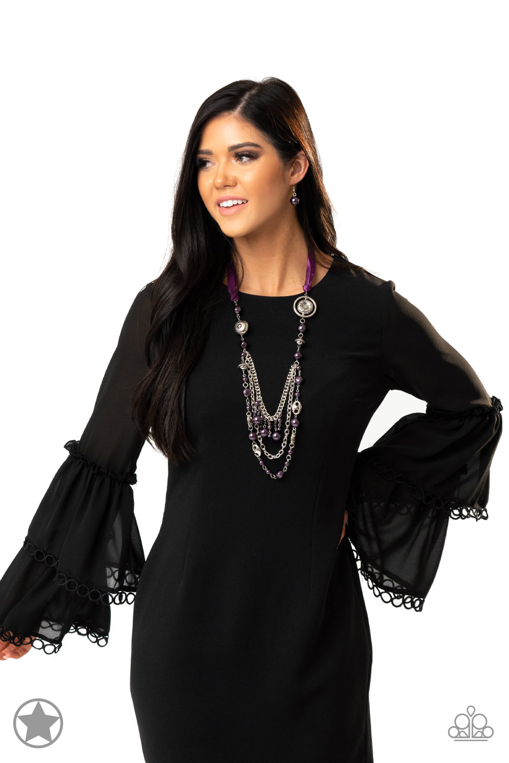 Paparazzi All The Trimmings Purple Ribbon Blockbuster Long Necklace