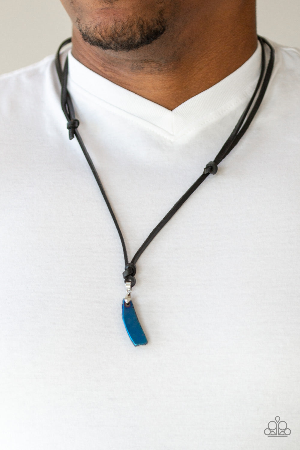 Paparazzi Am I METEORITE? Blue Men's Short Necklace - P2MN-URBL-005XX