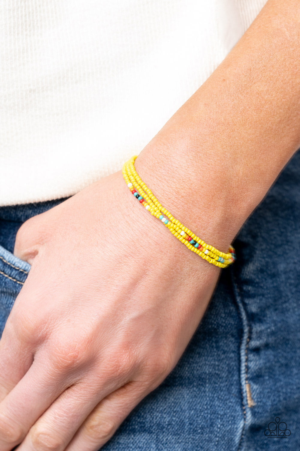 Paparazzi Basecamp Boyfriend Yellow Sliding Knot Bracelet - P9DA-YWXX-026XX