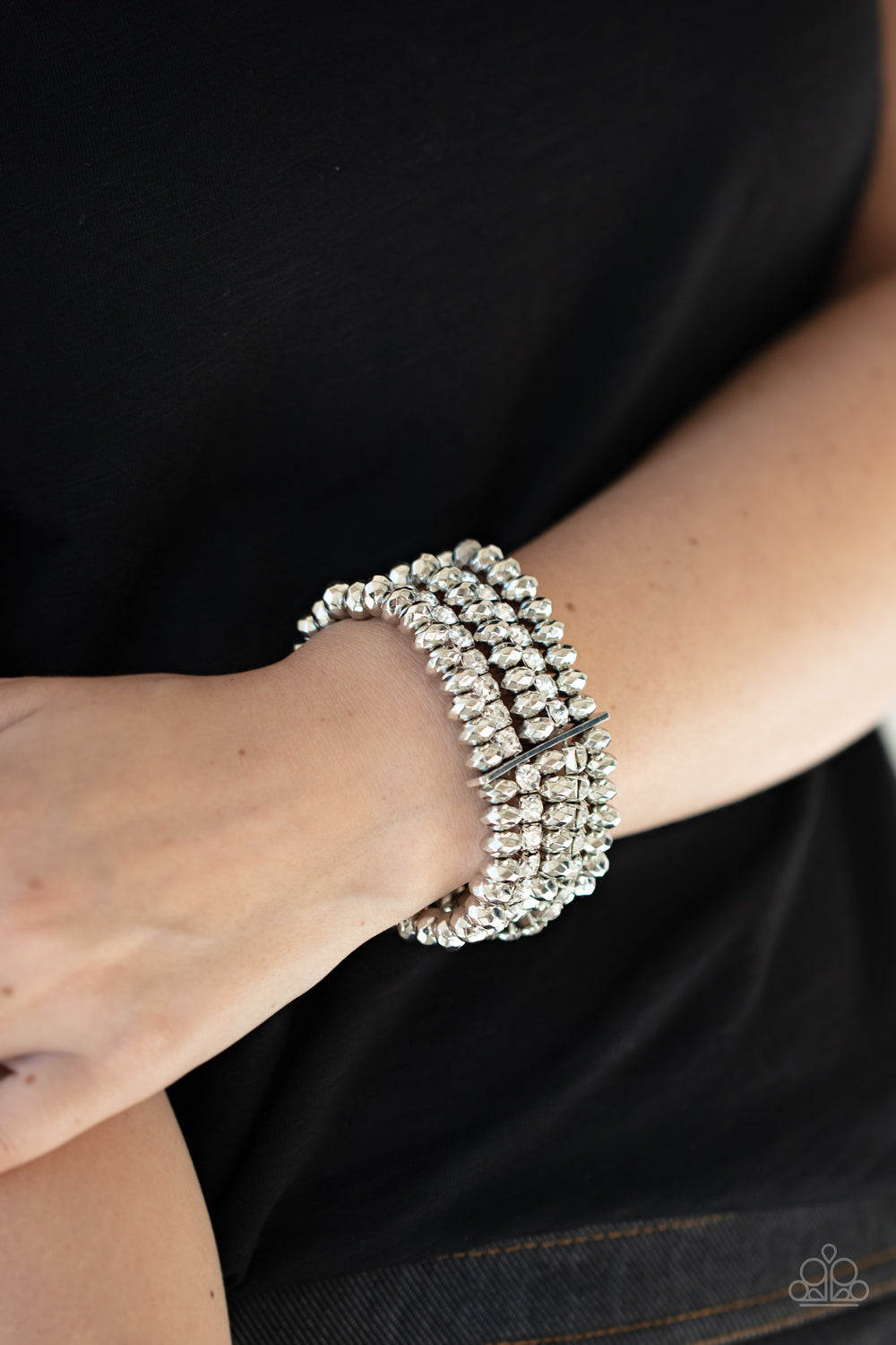Paparazzi Best of LUXE White Stretch Bracelet - Life Of The Party March 2021