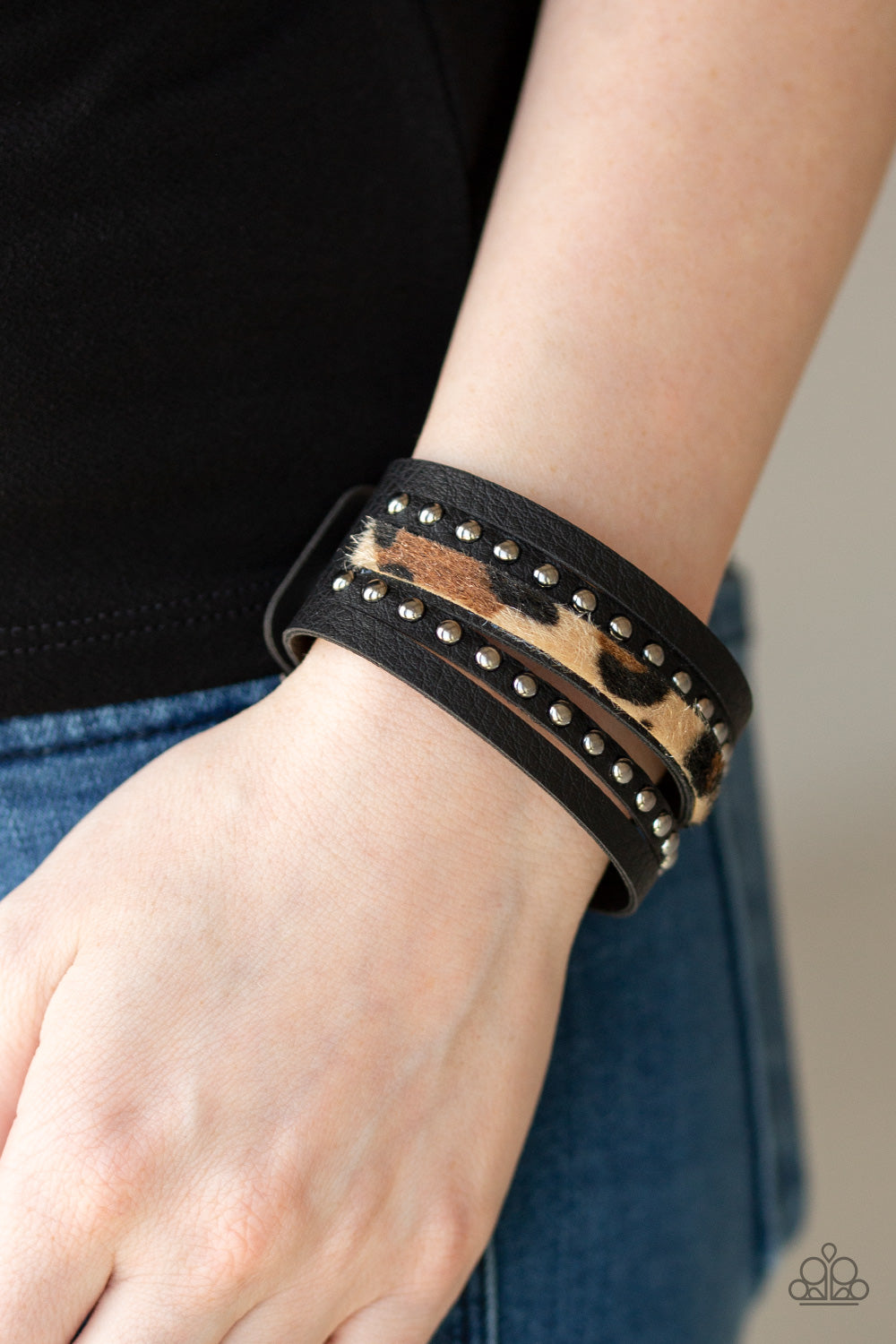Paparazzi Born To Be WILDCAT Brown Single Wrap Snap Bracelet
