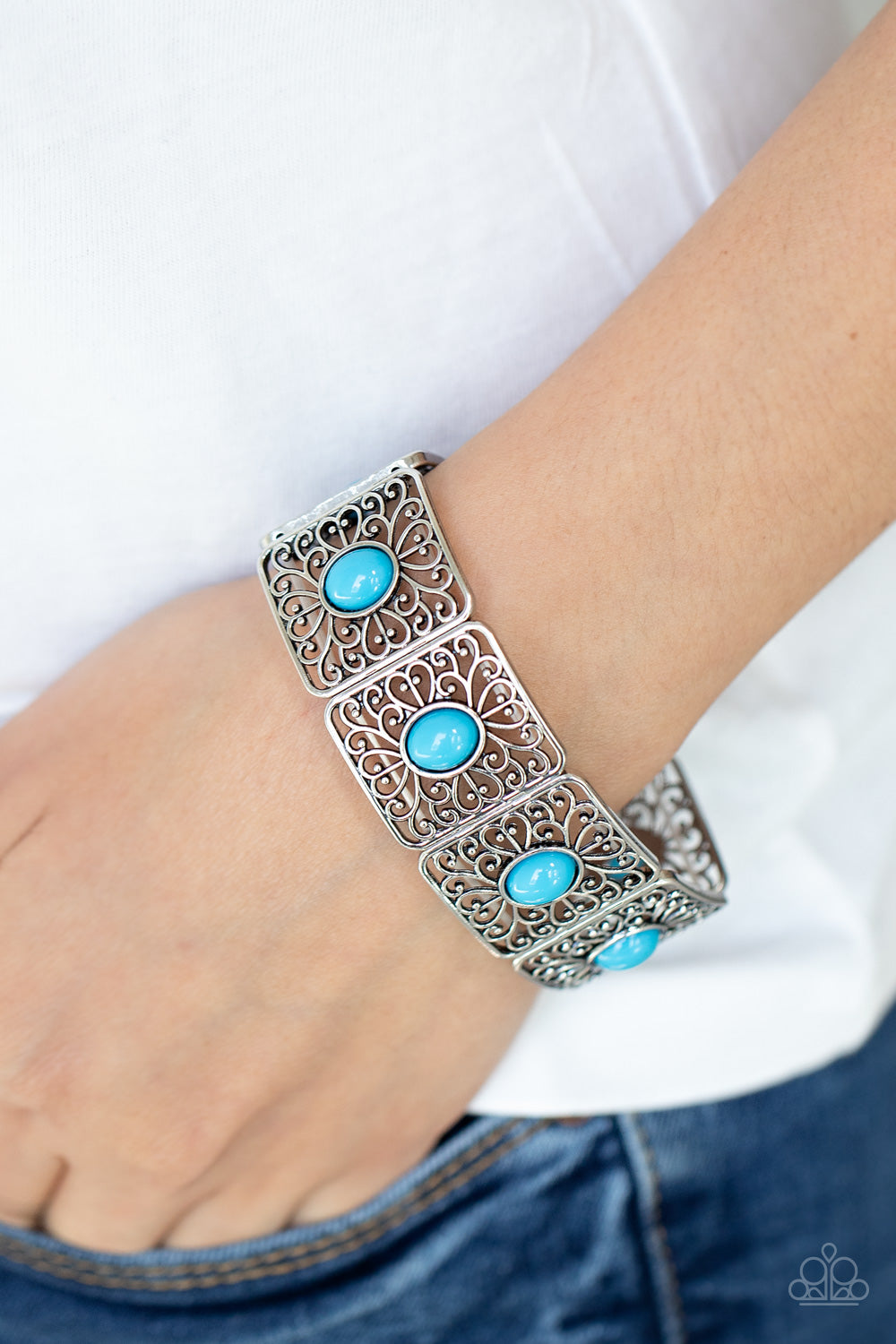 Paparazzi Cakewalk Dancing Blue Stretch Bracelet