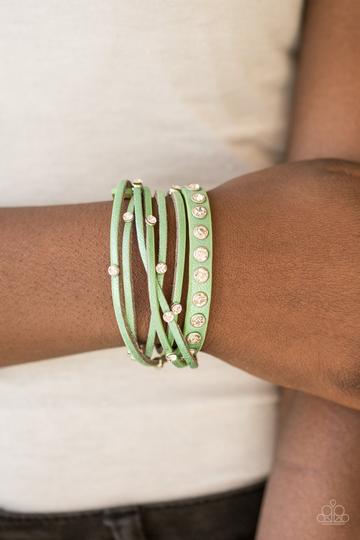 Paparazzi Catwalk It Off Green Triple Wrap Snap Bracelet