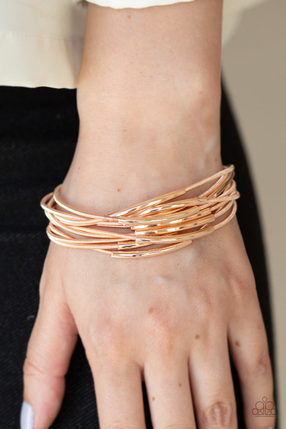 Paparazzi City Stretch Rose Gold Magnet Bracelet - P9BA-GDRS-037XX