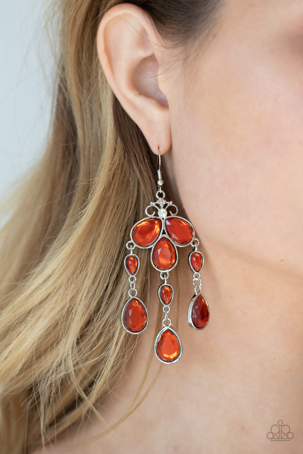 Paparazzi Clear The HEIR Orange Fishhook Earrings - P5ST-OGXX-013XX