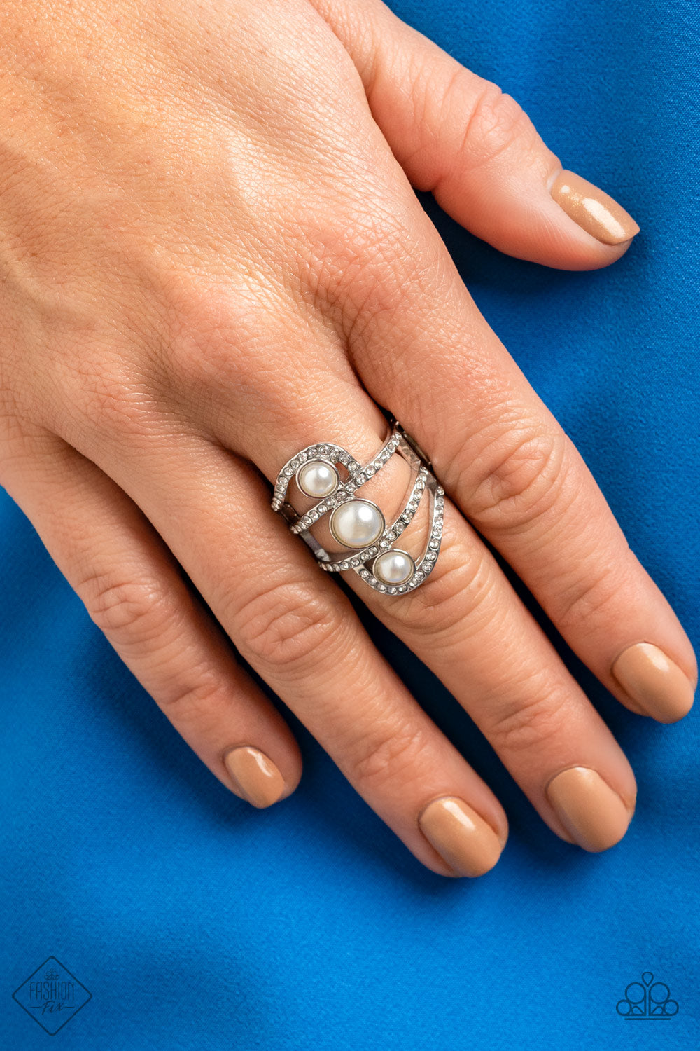 Paparazzi Color Me Envious White Ring - Fashion Fix Fiercely 5th Avenue January 2022