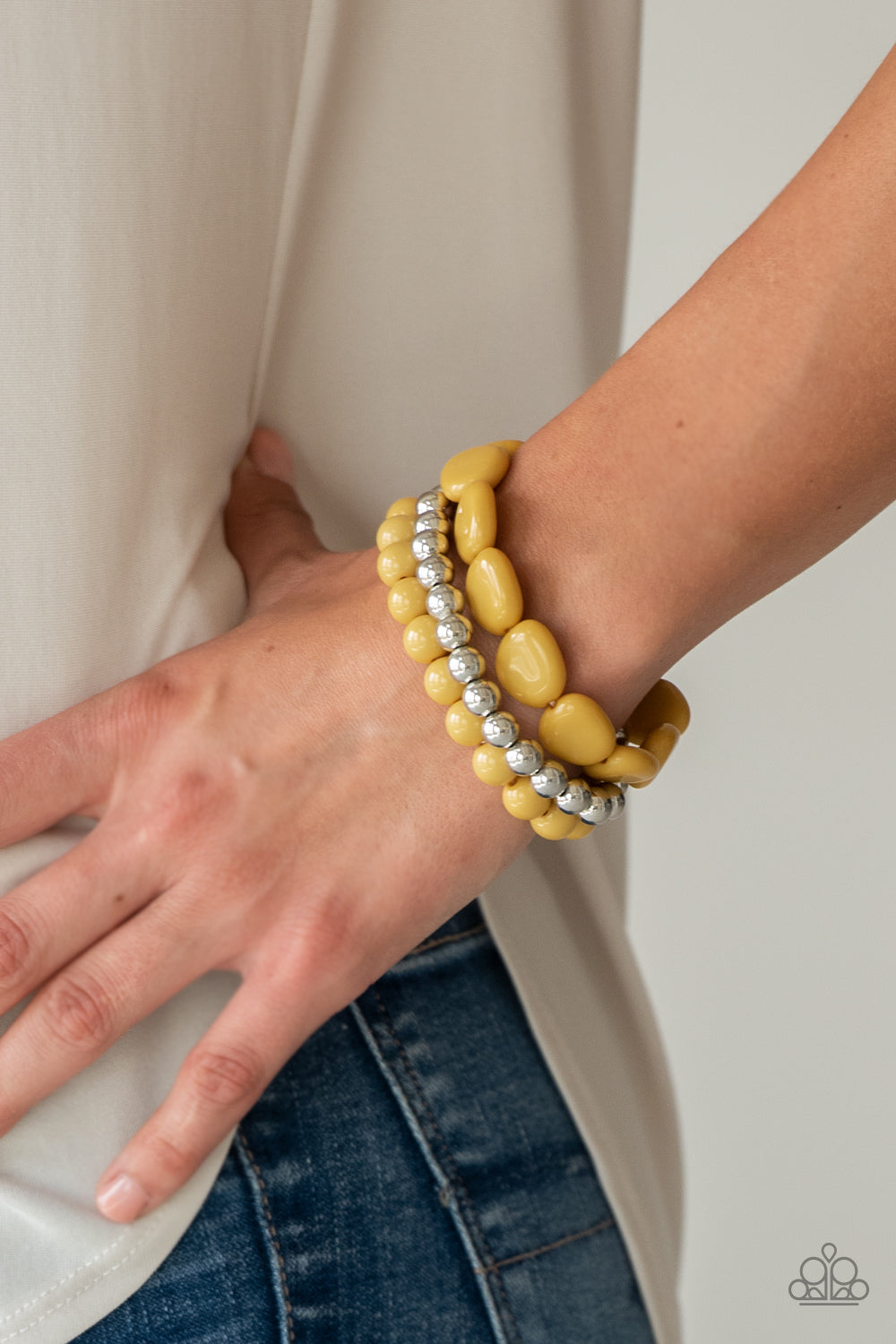 Paparazzi Color Venture Yellow Stretch Bracelet