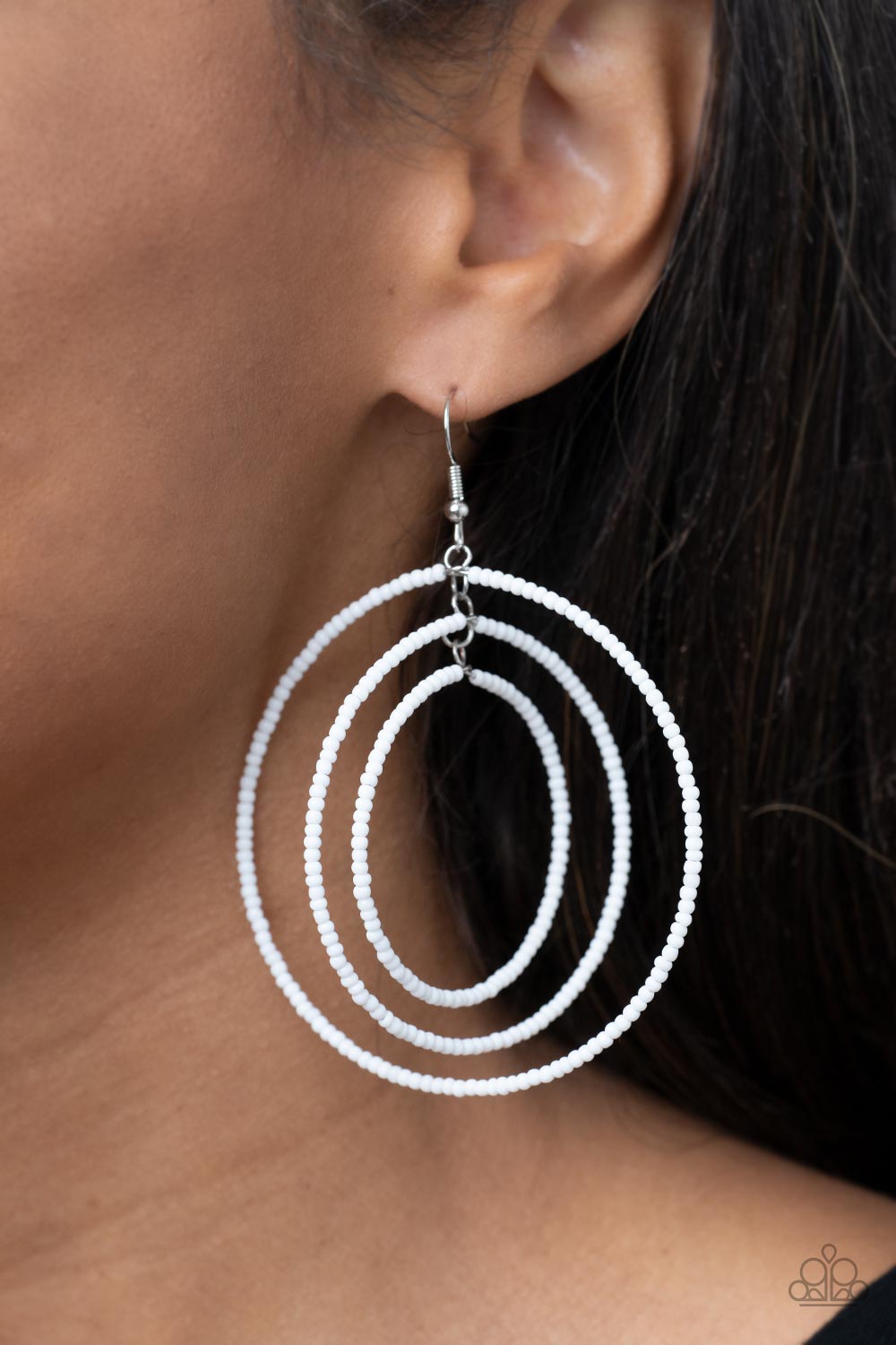 Paparazzi Colorfully Circulating White Fishhook Earrings - P5SE-WTXX-190XX