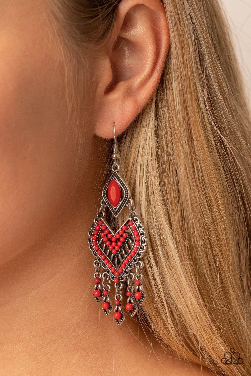 Paparazzi Dearly Debonair Red Fishhook Earrings - P5SE-RDXX-166XX
