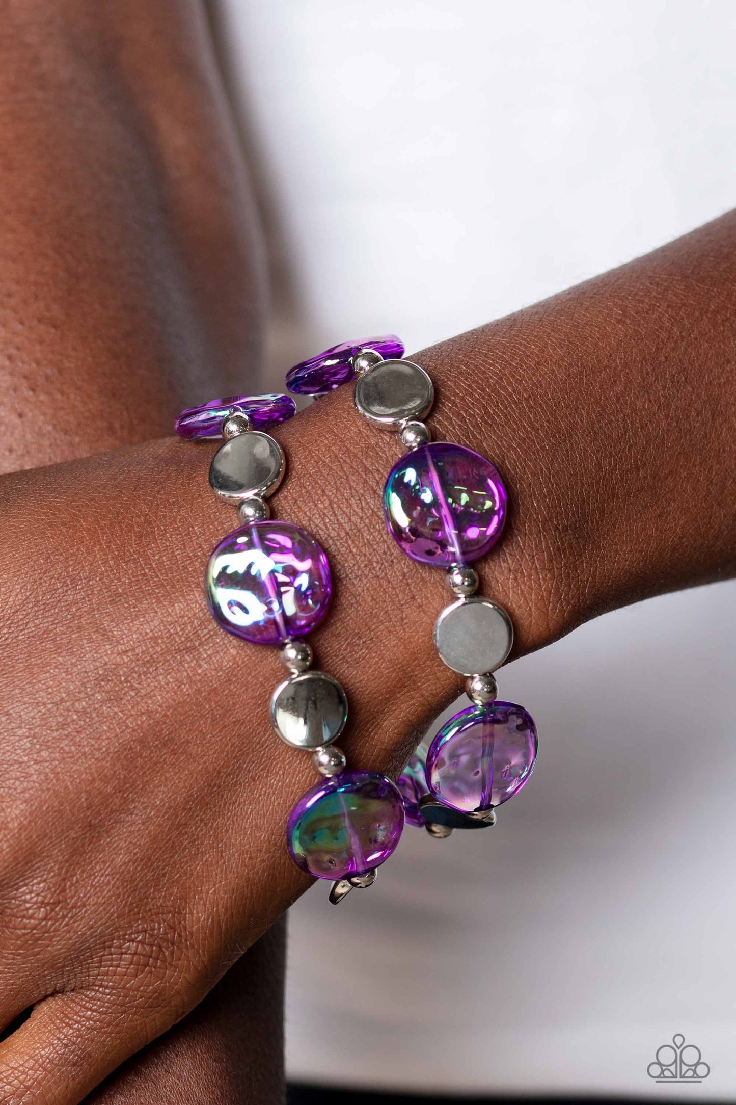 Paparazzi Discus Throw Purple Stretch Bracelet - P9WH-PRXX-282XX