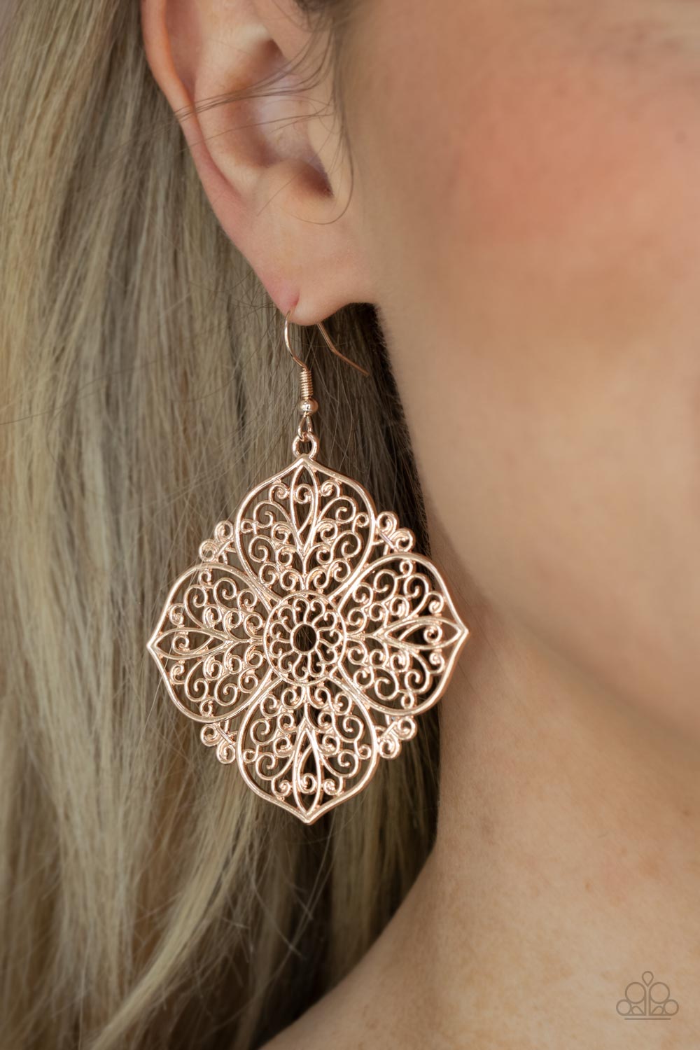 Paparazzi Dubai Detour Rose Gold Fishhook Earrings - P5WH-GDRS-095XX