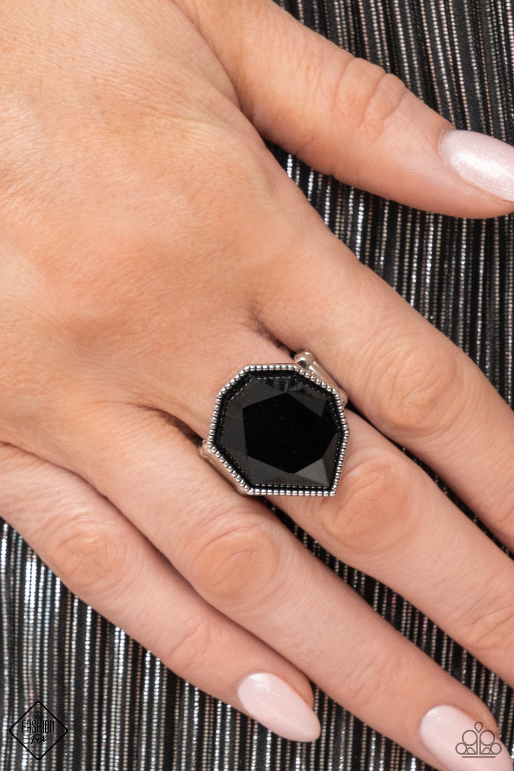 Paparazzi Dynamically Defaced Black Ring - Fashion Fix Magnificent Musings January 2022