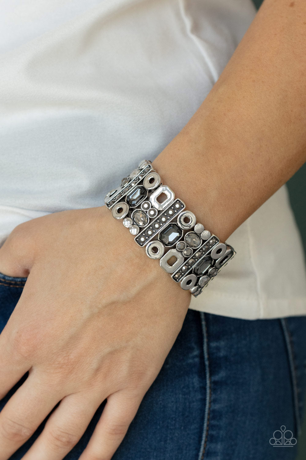 Paparazzi Dynamically Diverse Silver Stretch Bracelet