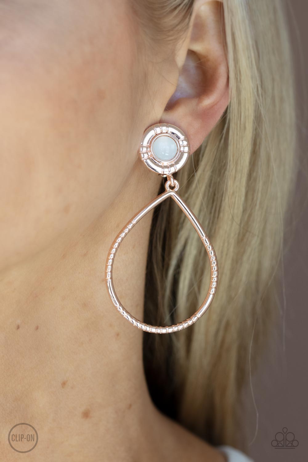 Paparazzi Fairytale Finish Rose Gold Clip-On Earrings - P5CO-GDRS-059XX