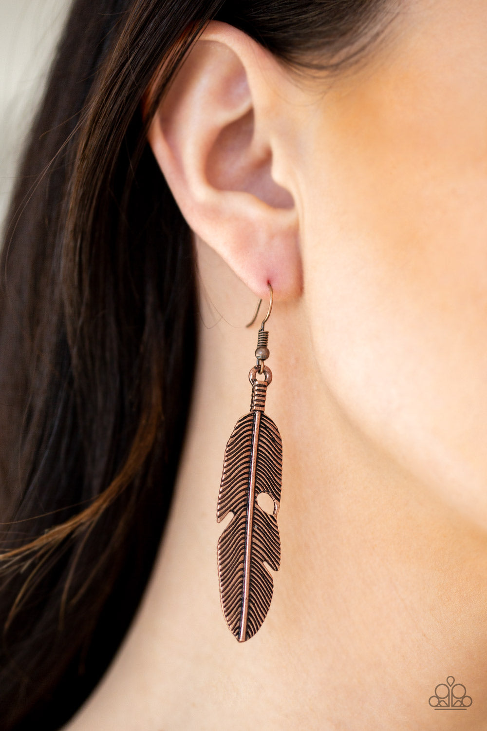 Paparazzi Feathers QUILL Fly Copper Fishhook Earrings
