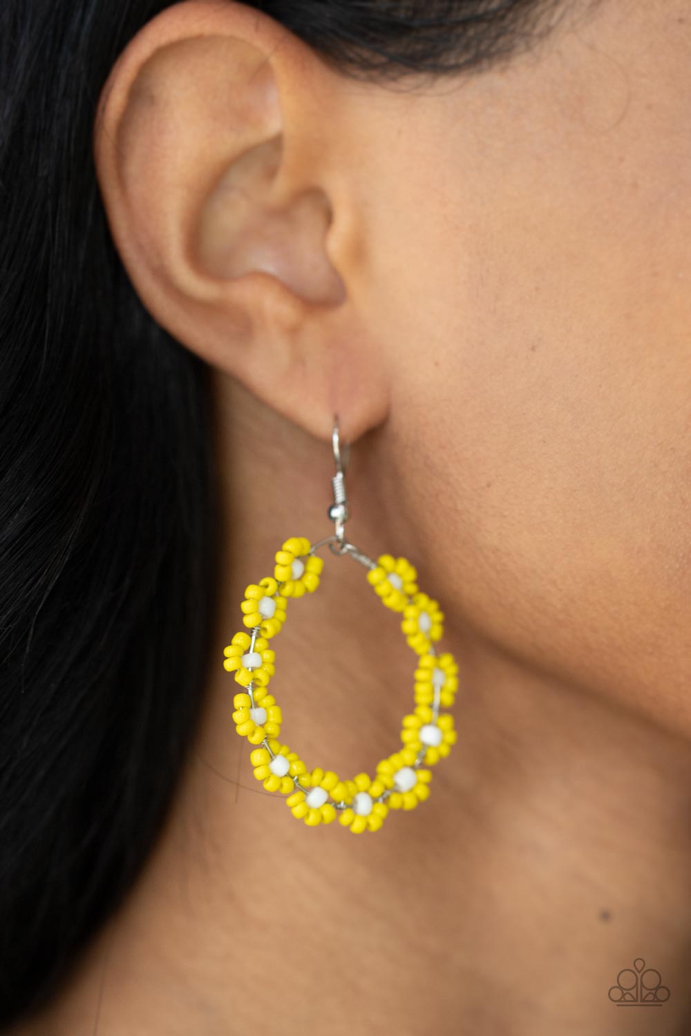 Paparazzi Festively Flower Child Yellow Fishhook Earrings - P5SE-YWXX-157XX