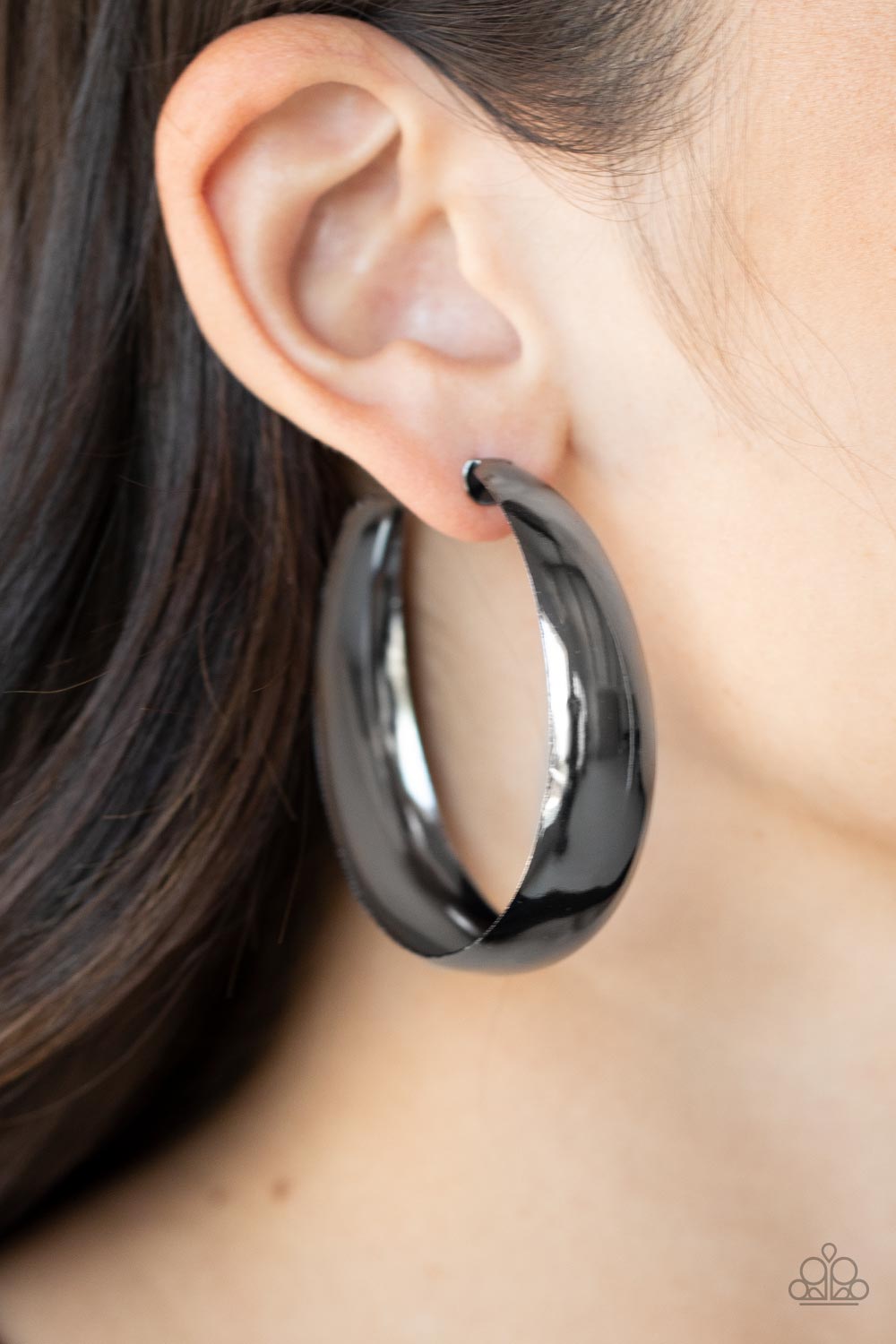 Paparazzi Flat Out Flawless Black Post Hoop Earrings - P5HO-BKXX-215XX