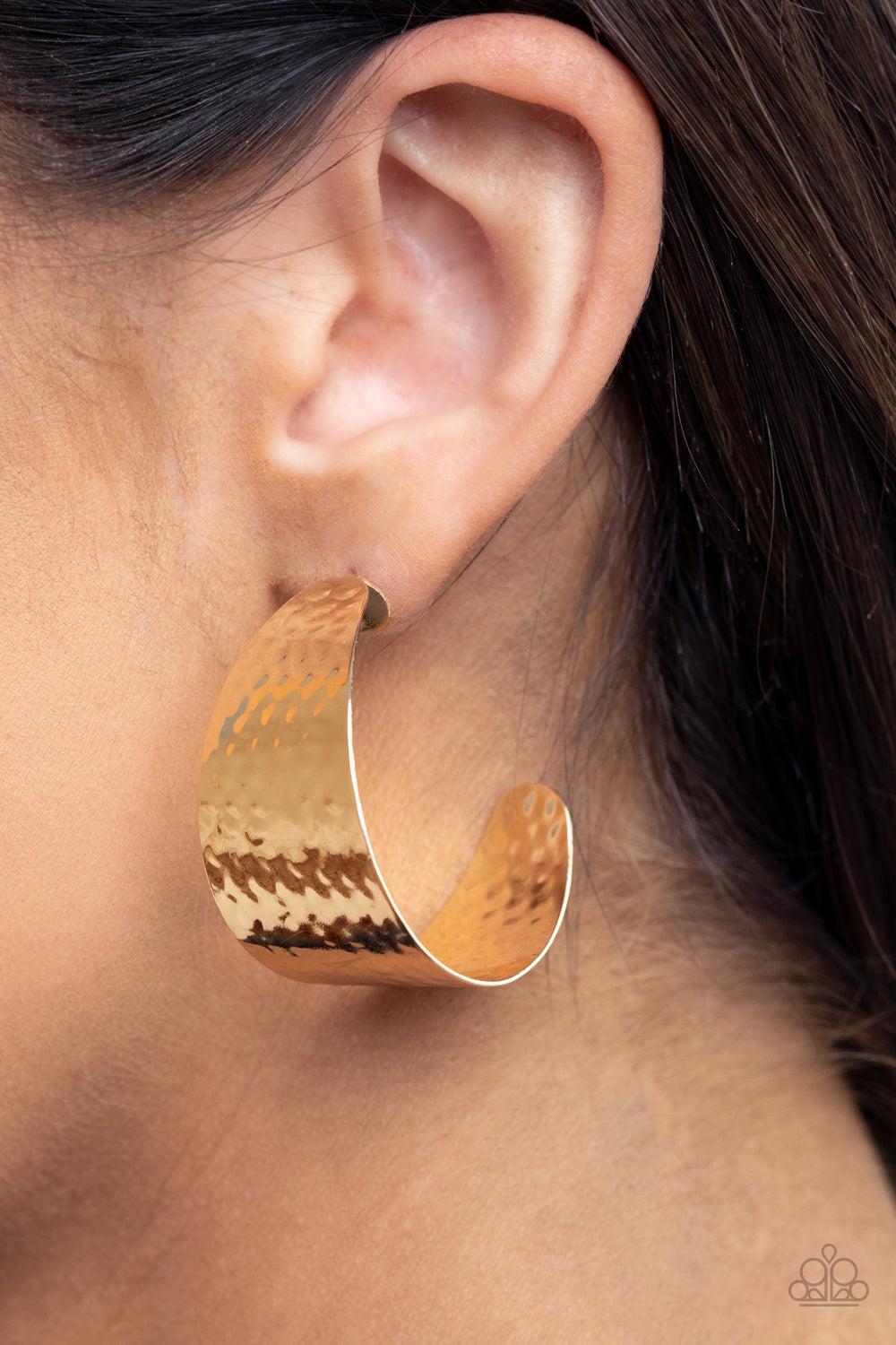 Paparazzi Flatten The Curve Gold Post Hoop Earrings - P5HO-GDXX-166XX
