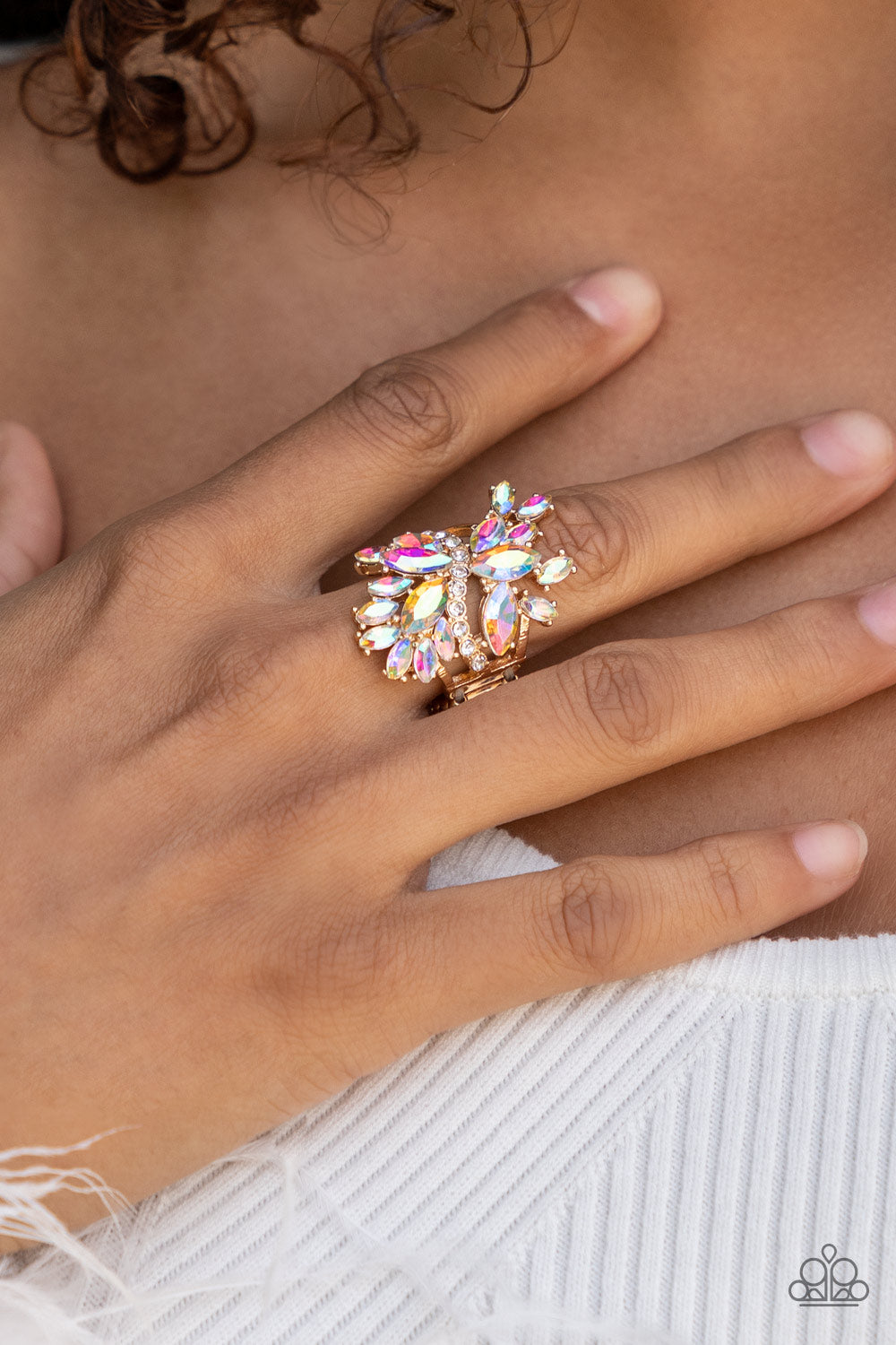 Paparazzi Flauntable Flare Gold Ring - Life Of The Party Exclusive February 2022 - P4RE-GDXX-244XX