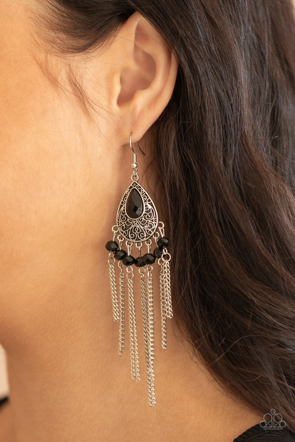Paparazzi Floating On HEIR Black Fishhook Earrings
