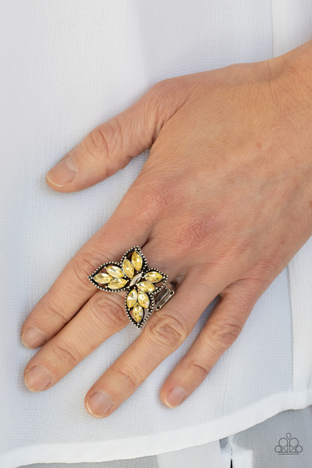 Paparazzi Fluttering Fashionista Yellow Ring - P4RE-YWXX-048XX