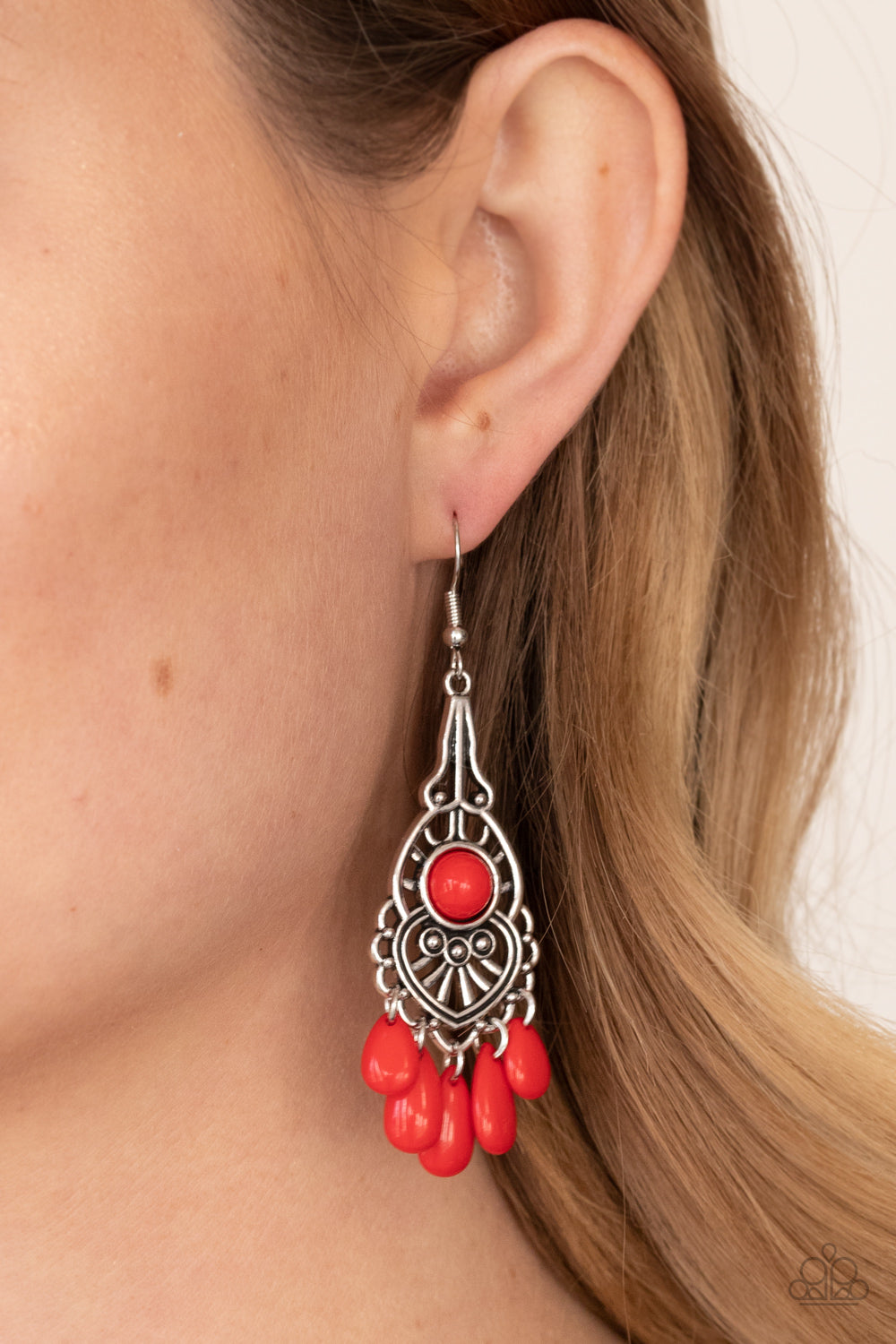 Paparazzi Fruity Tropics Red Fishhook Earrings
