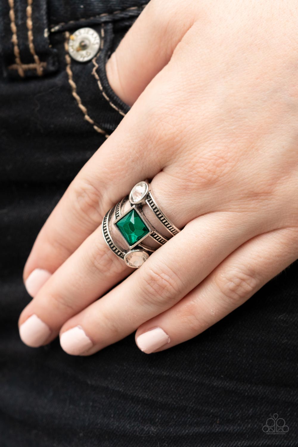 Paparazzi Galactic Governess Green Ring - P4RE-GRXX-164XX