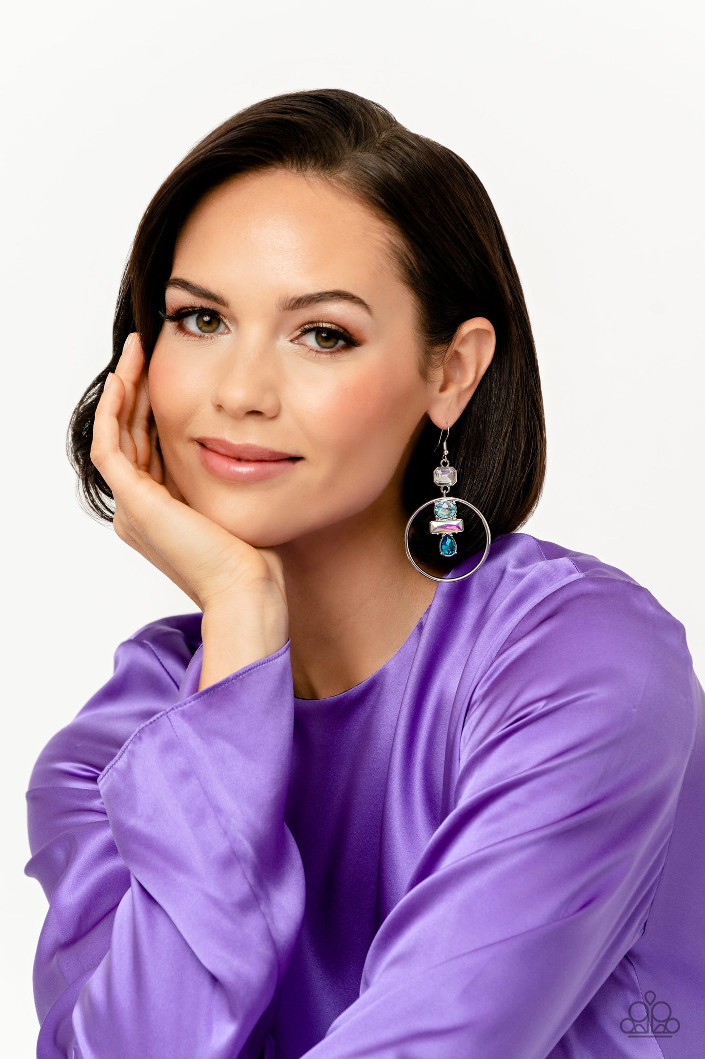 Paparazzi Geometric Glam Blue Fishhook Earrings - Life Of The Party January 2023 - P5ST-BLXX-044XX