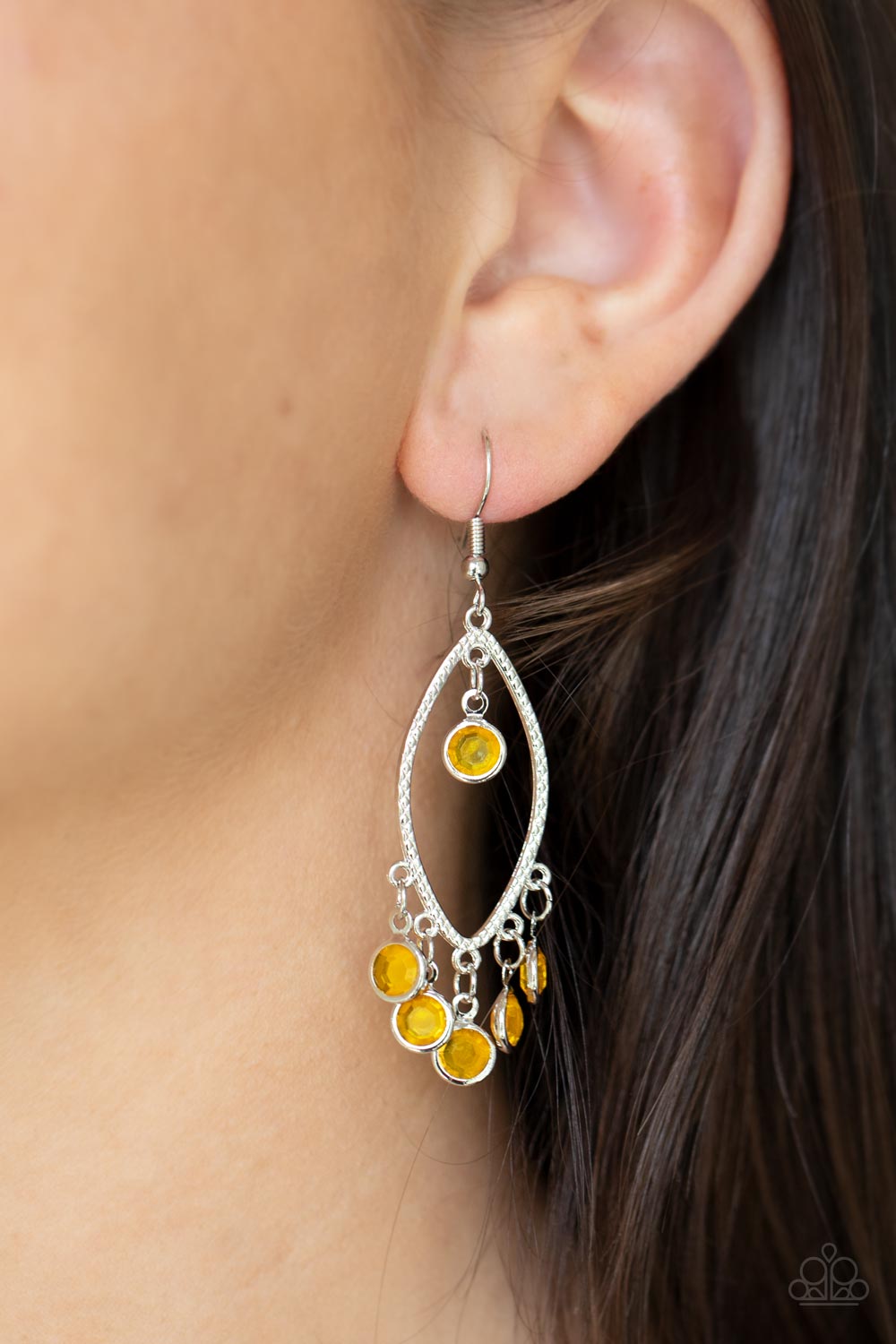 Paparazzi Glassy Grotto Yellow Fishhook Earrings - P5BA-YWXX-021XX