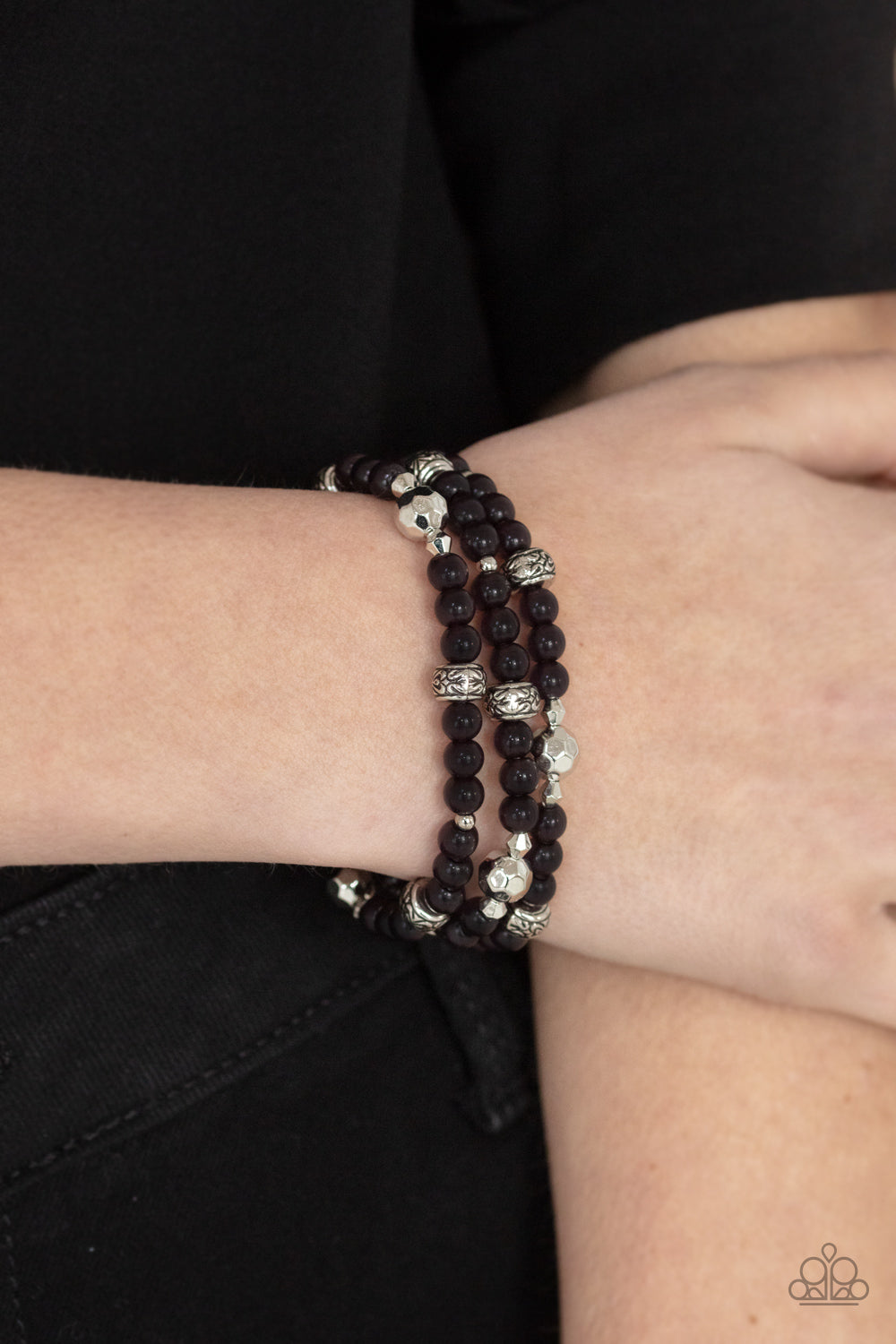 Paparazzi Here to STAYCATION Black Stretch Bracelet