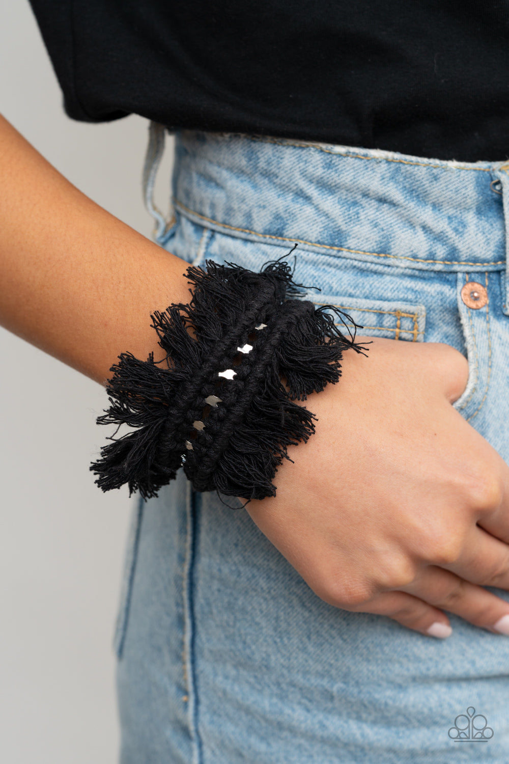 Paparazzi Homespun Hardware Black Cuff Bracelet
