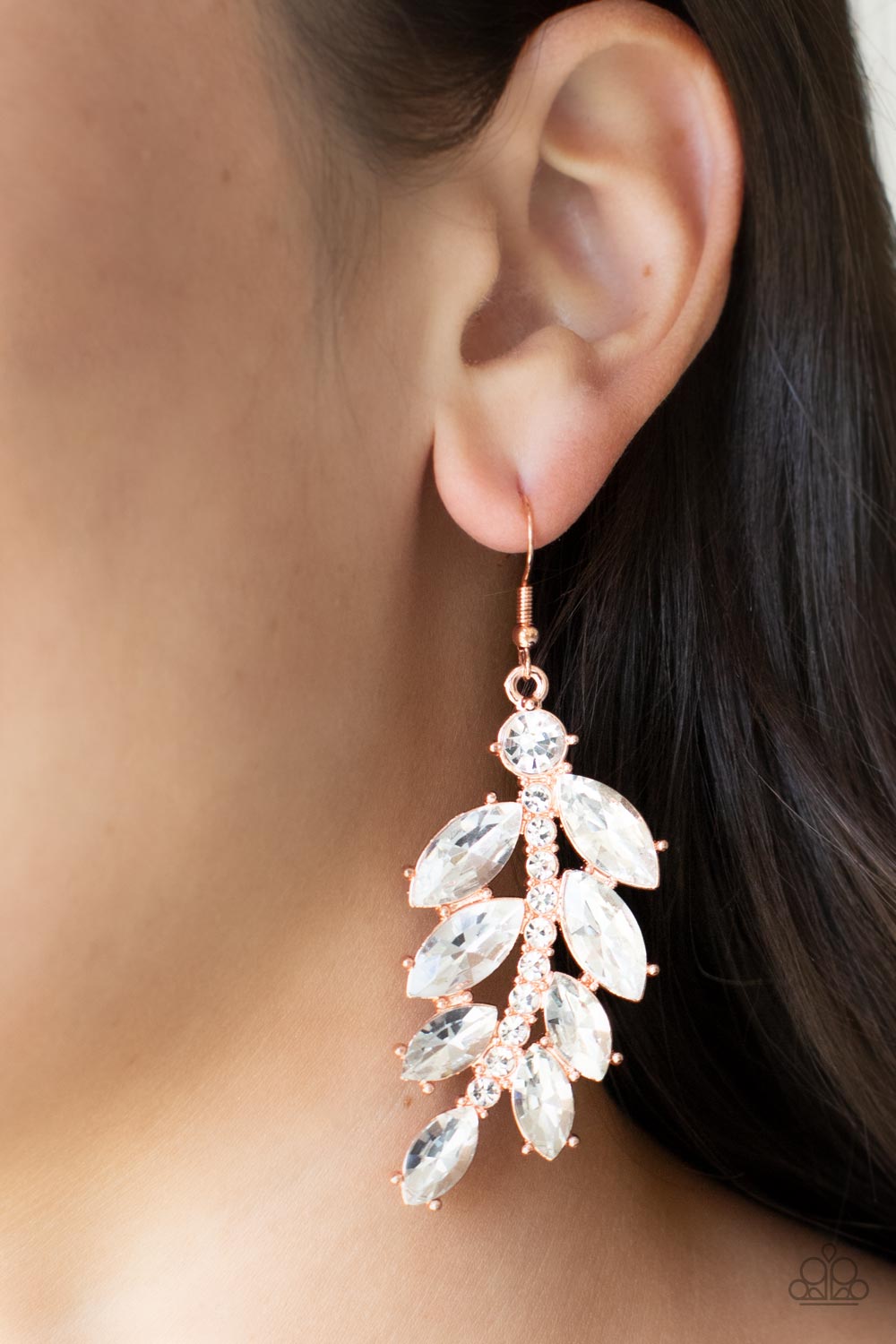 Paparazzi Ice Garden Gala Copper Fishhook Earrings - P5RE-CPSH-110XX