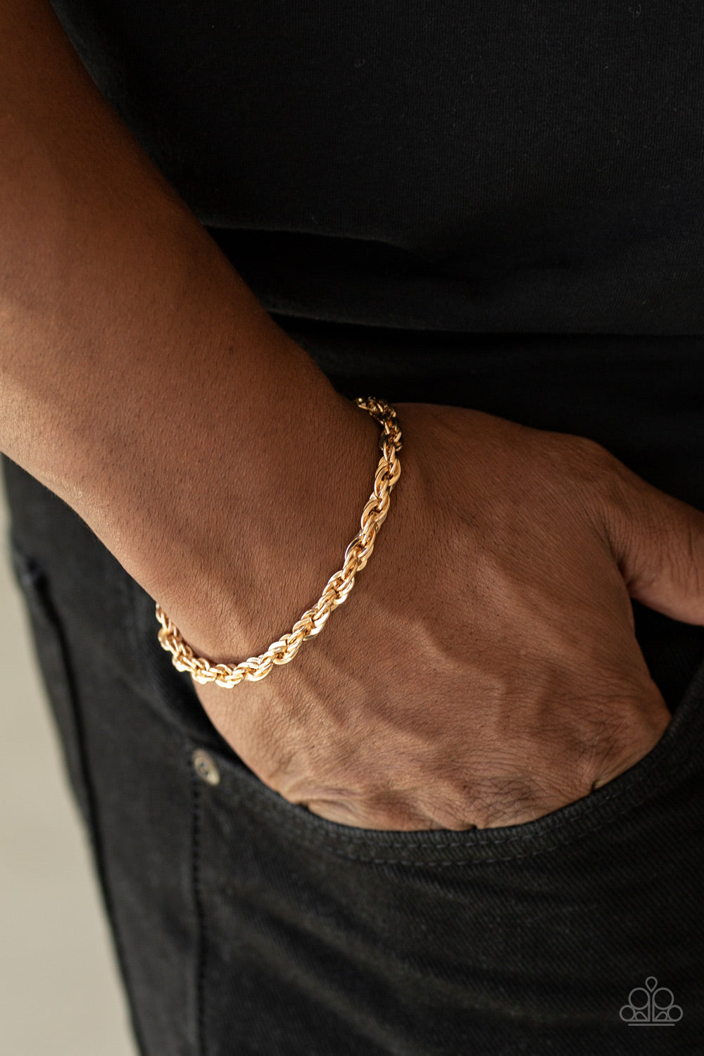 Paparazzi Last Lap Gold Men's Clasp Bracelet - P9MN-URGD-007XX