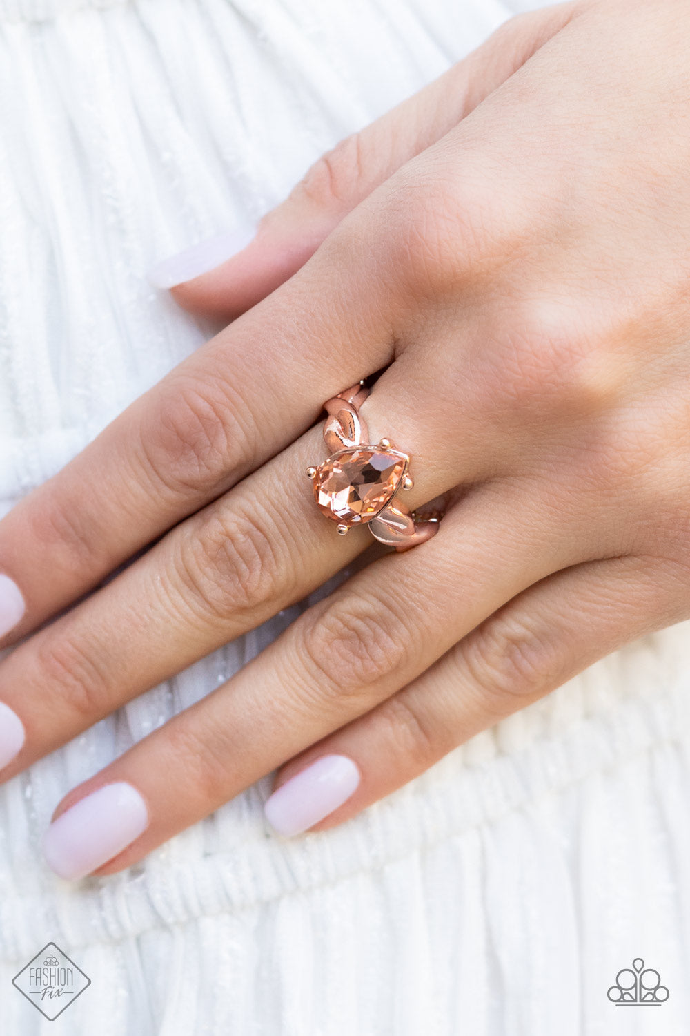 Paparazzi Law of Attraction Rose Gold Ring - Fashion Fix Glimpses of Malibu April 2022