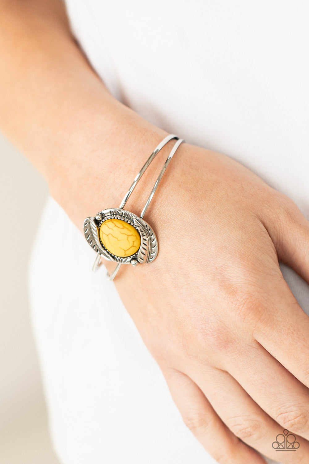 Paparazzi Living Off The BANDLANDS Yellow Cuff Bracelet - P9SE-YWXX-132XX