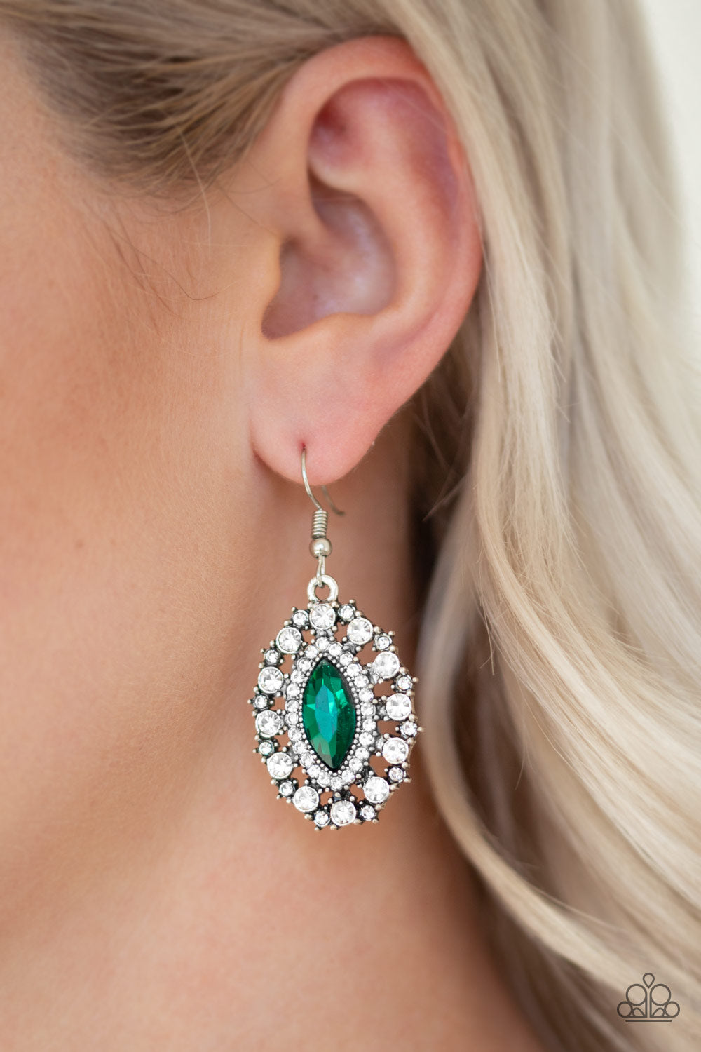 Paparazzi Long May She Reign Green Fishhook Earrings