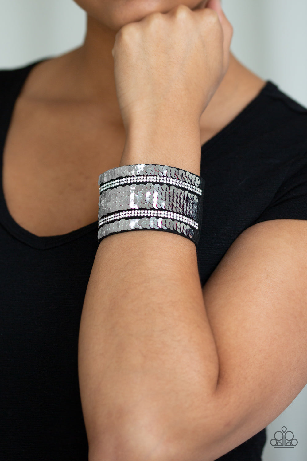Paparazzi Mermaid Service Red Sequin Single Wrap Snap Bracelet - P9DI-URRD-060XX