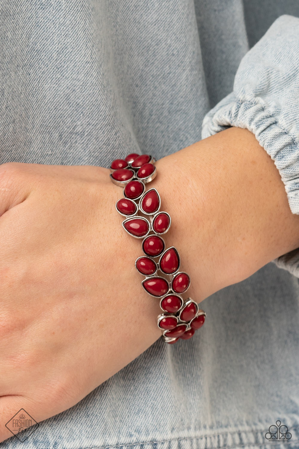 Paparazzi Marina Romance Red Stretch Bracelet - Fashion Fix Glimpses Of Malibu January 2022 - P9ST-RDXX-006CH
