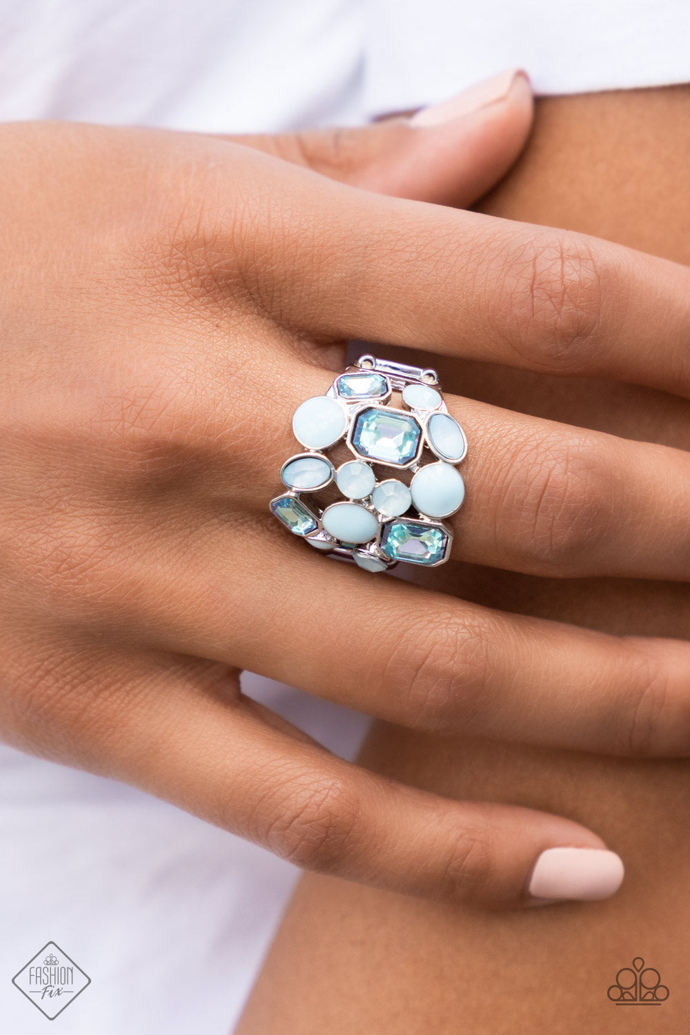Paparazzi Multichromatic Meditation Blue Ring - Fashion Fix Glimpses of Malibu May 2022