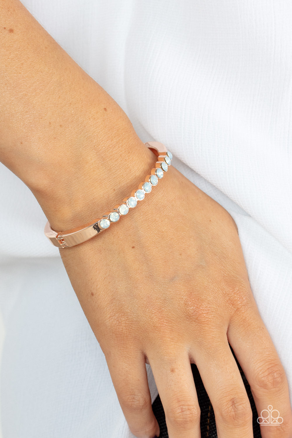 Paparazzi Mystical Masterpiece Rose Gold Hinged Cuff Bracelet - P9RE-GDRS-337XX