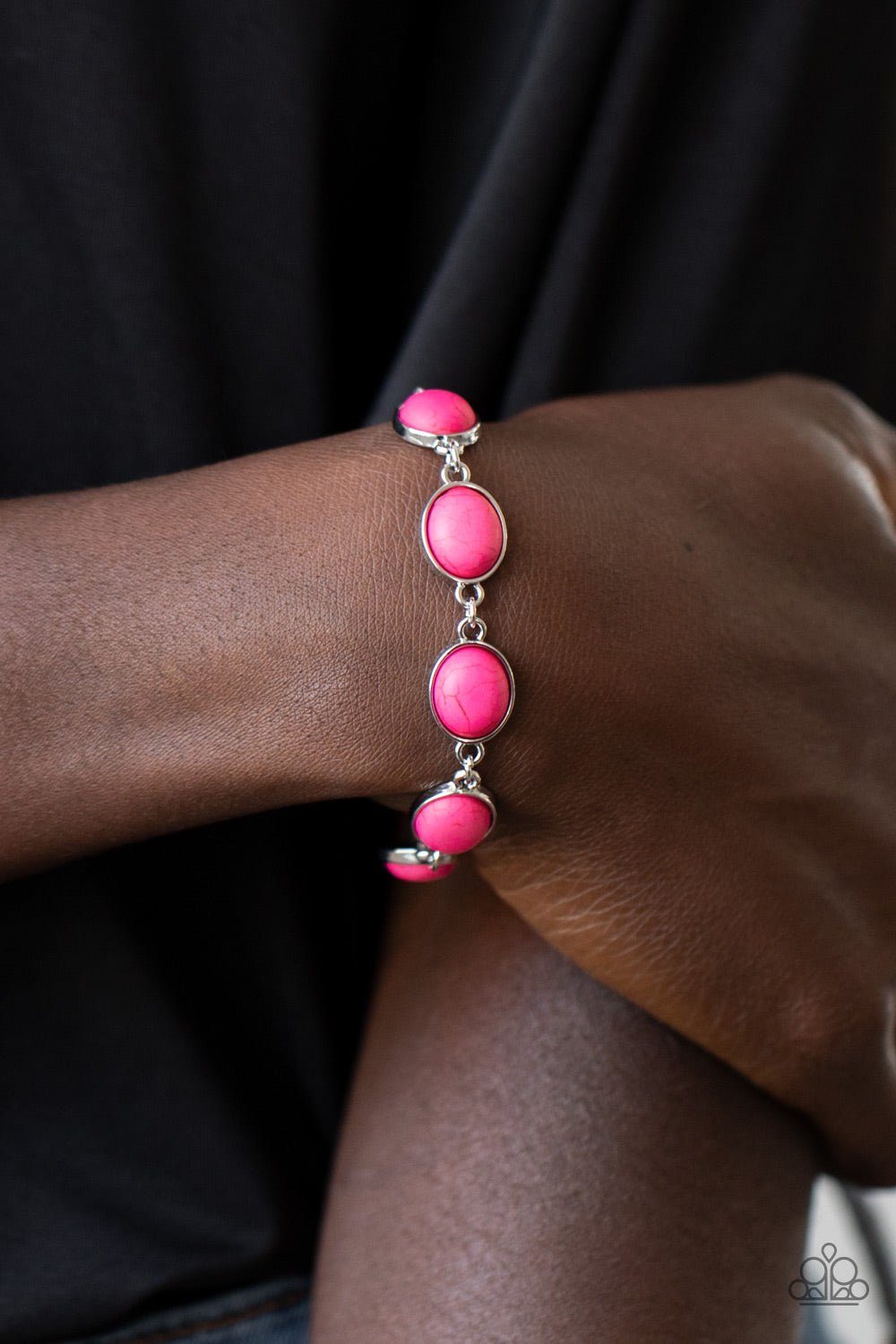 Paparazzi Nice Stonework Pink Stone Clasp Bracelet - P9BA-PKXX-030XX