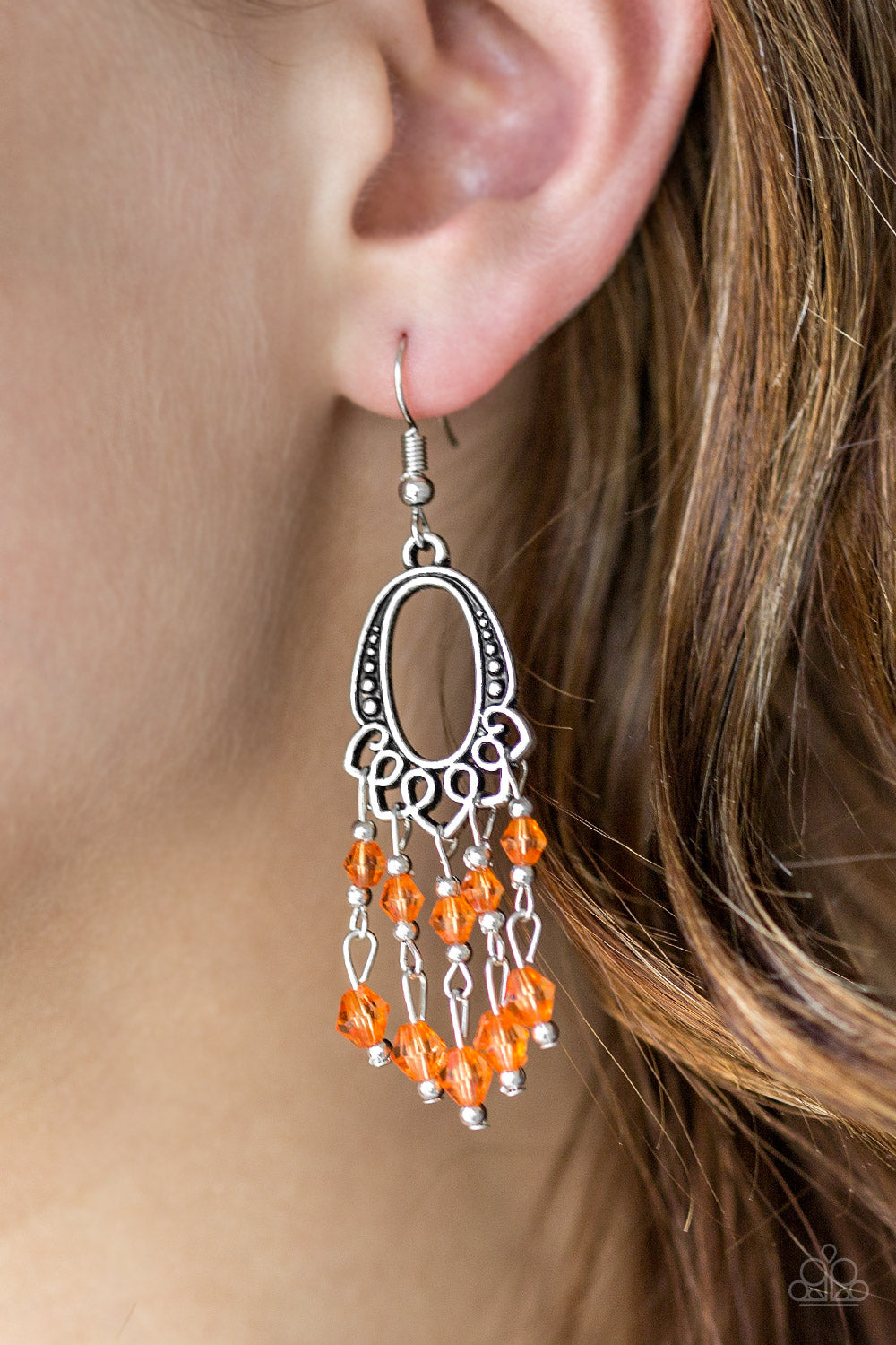 Paparazzi Not The Only Fish In The Sea Orange Fishhook Earrings