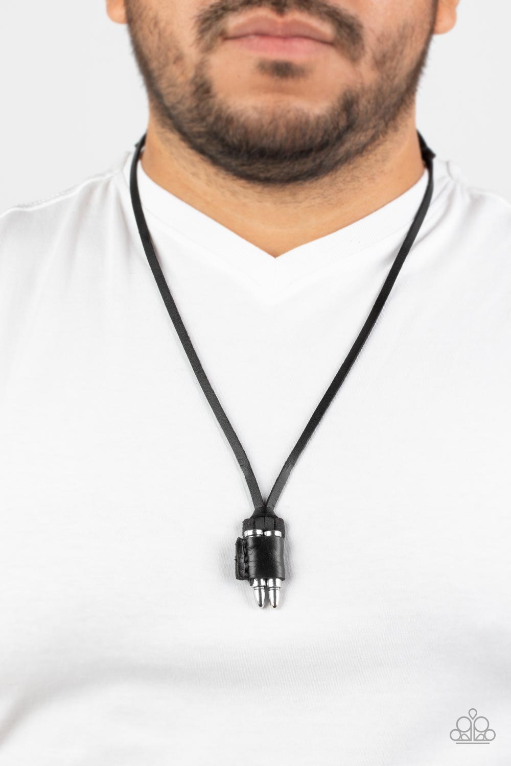 Paparazzi On the Lookout Black Men's Short Necklace - P2UR-BKXX-185XX