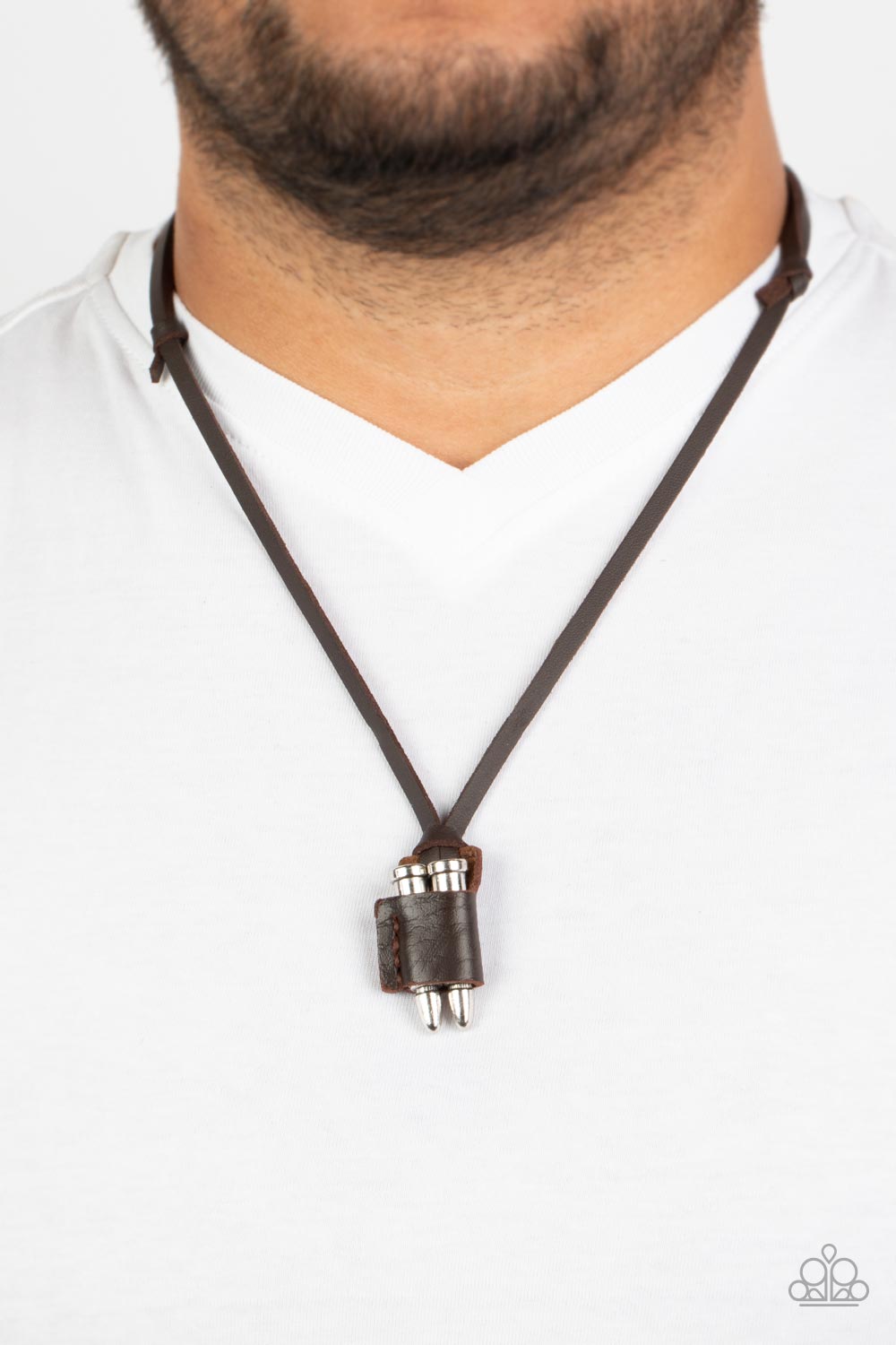 Paparazzi On the Lookout Brown Men's Short Necklace - P2UR-BNXX-159XX