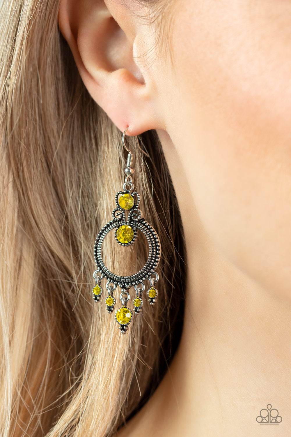 Paparazzi Palace Politics Yellow Fishhook Earrings - P5RE-YWXX-046XX